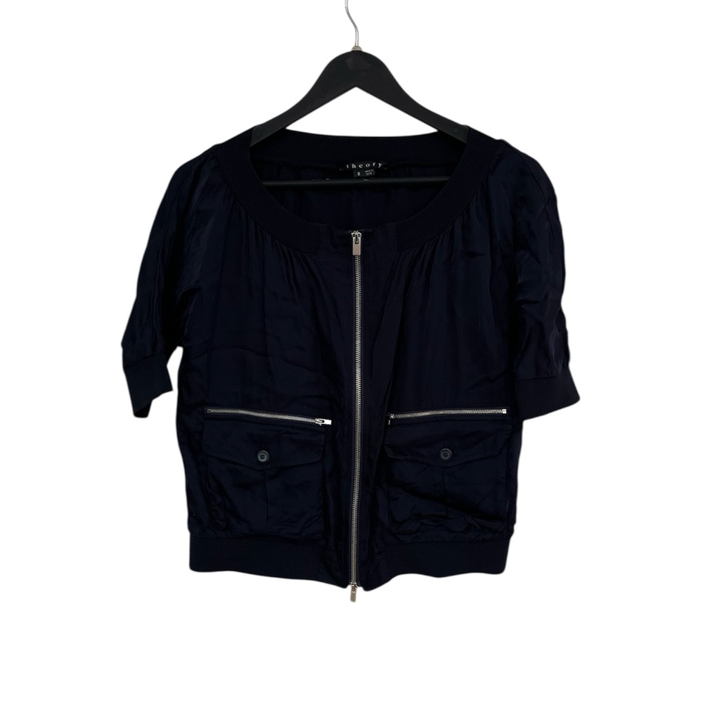 Theory black Short Sleeve Bomber Jacket s